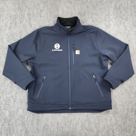 Carhartt Jacket Mens 2XL Blue Softshell Crowley Fleece Lined Outdoor Zip Up Logo - Picture 1 of 16